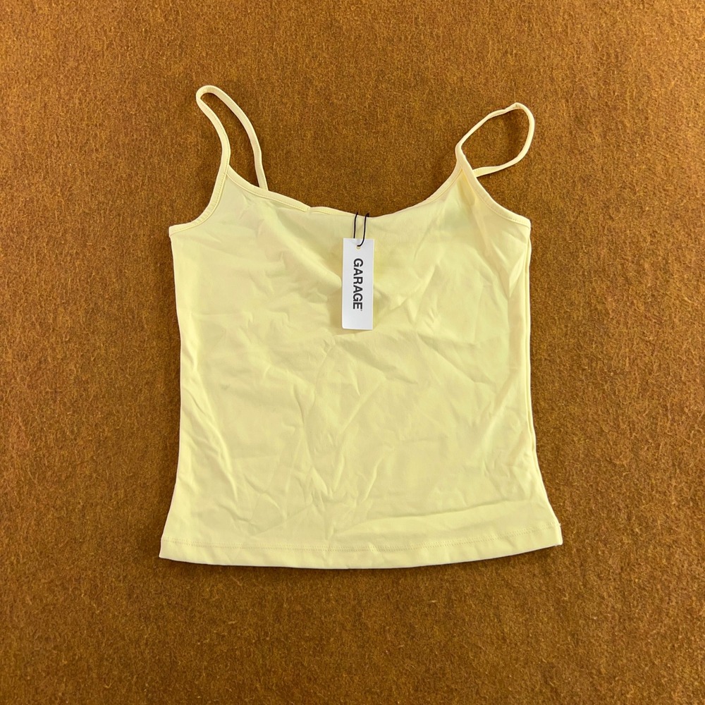 Garage Womens M Yellow Sleek Scoop Cami Anise Flower Tank Top NWT